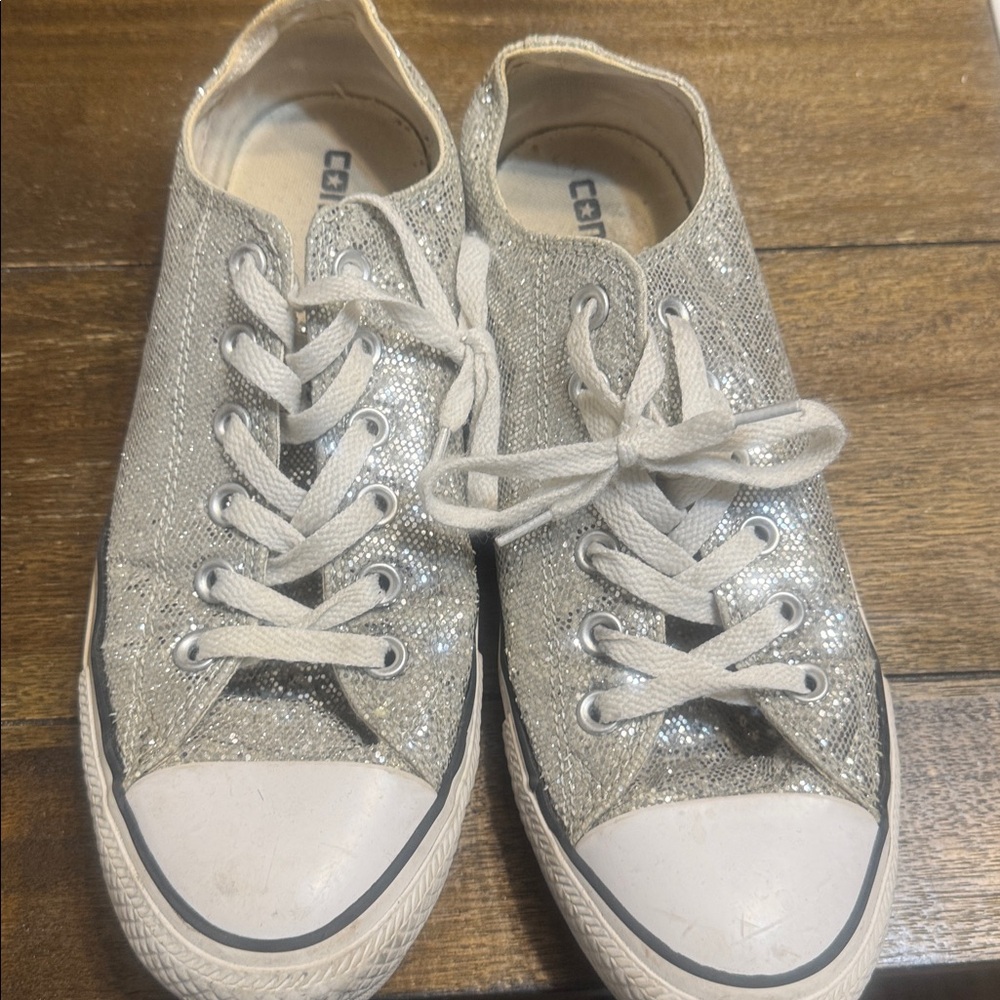 Sparkly Silver converse
